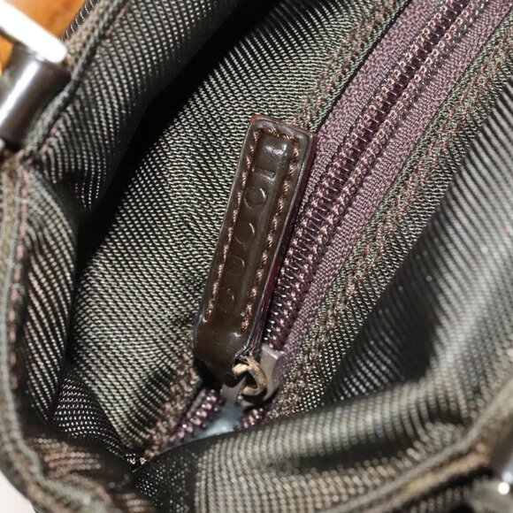 GUCCI Bamboo Hand Bag Nylon 2way Brown Silver - Picture 8 of 16